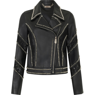 PHILIPP PLEIN Biker Jacket with Lace Inserts