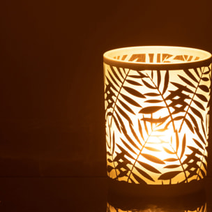 J-Line photophore Feuilles - verre - blanc - medium - 2 pcs