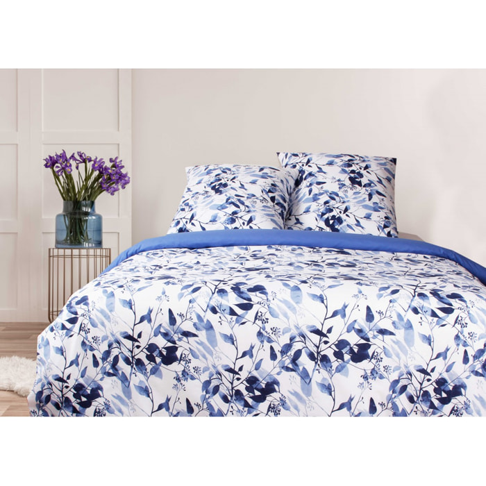 Housse de couette + taie(s) oreiller "Leaves" 100% coton imprimé.