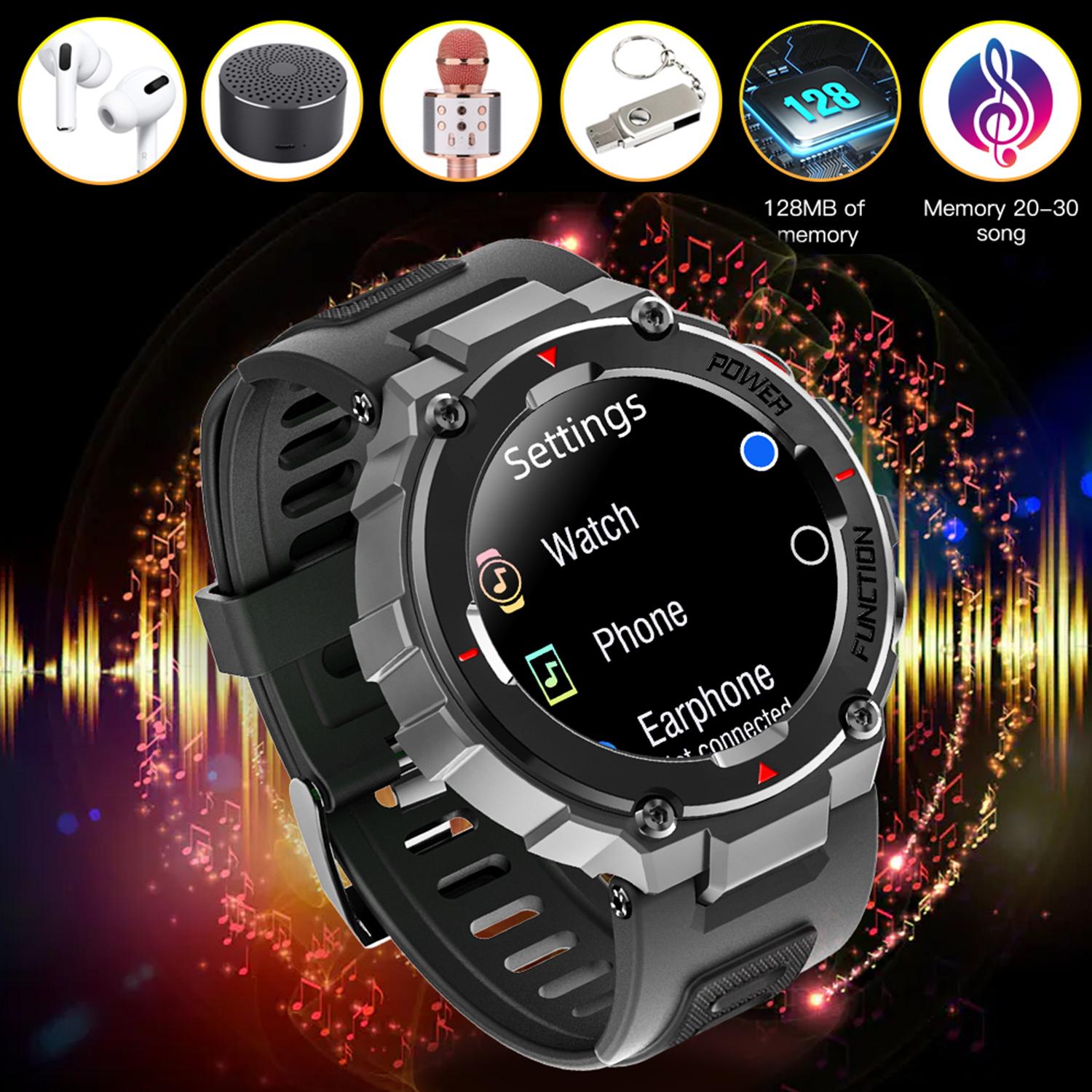 Smartwatch F26 outdoor. Sumergible 30 m, resistencia a temperaturas extremas. Reproductor musical y memoria interna, 10 modos deportivos.