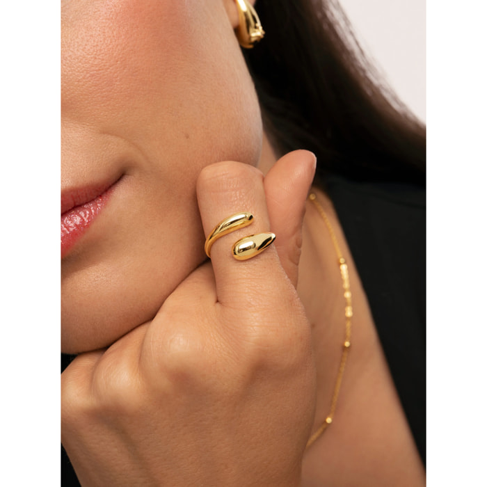 Anello Abbraccio Acciao Placcato Oro