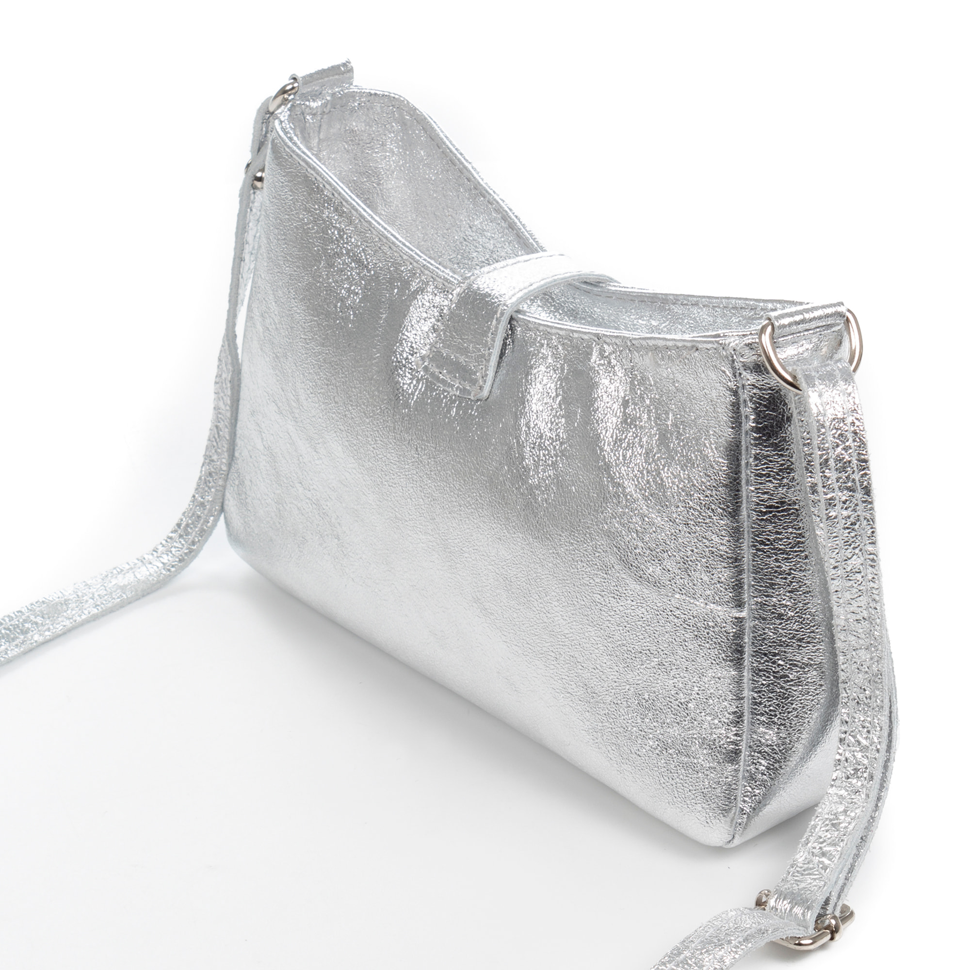 Borsa a tracolla da donna Arsoli. Vera pelle. Camoscio laccato lucido.