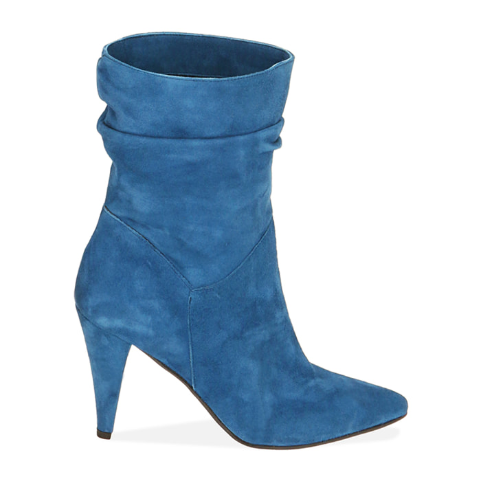 Ankle boots avio in camoscio, tacco 10 cm