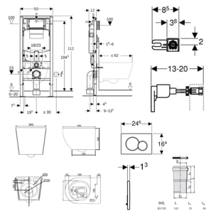 Duofix pack WC bâti-support + WC sans bride Ceramia PixL avec abattant SoftClose + plaque (GECEPXWT01-FR)