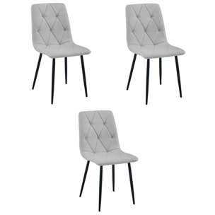 Set di 3 sedie imbottite Libra in tessuto grigio chiaro