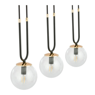 Lampada a sospensione GLAM in acciaio nero opaco e vetro