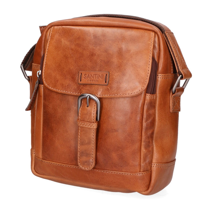 Borsa a tracolla unisex vera pelle - Modello False - 100% pelle di vacchetta - 22.0 x 24.0 x 7.5 cm