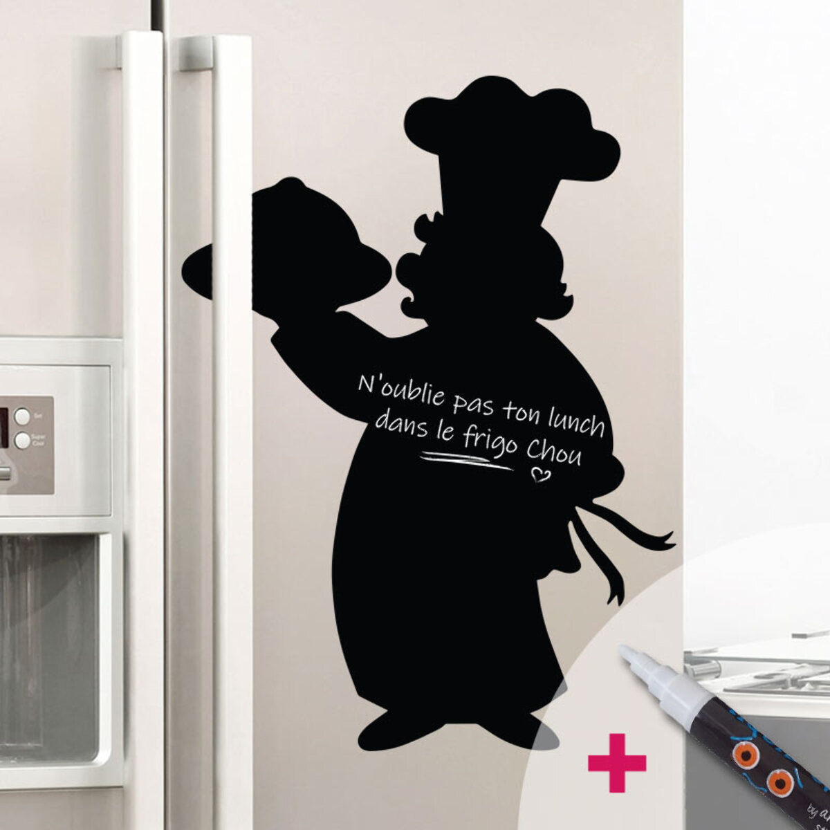 Sticker ardoise tableau noir - stickers muraux adhésif effaçable - CHEF DE CUISINE + CRAIE LIQUIDE BLANCHE
