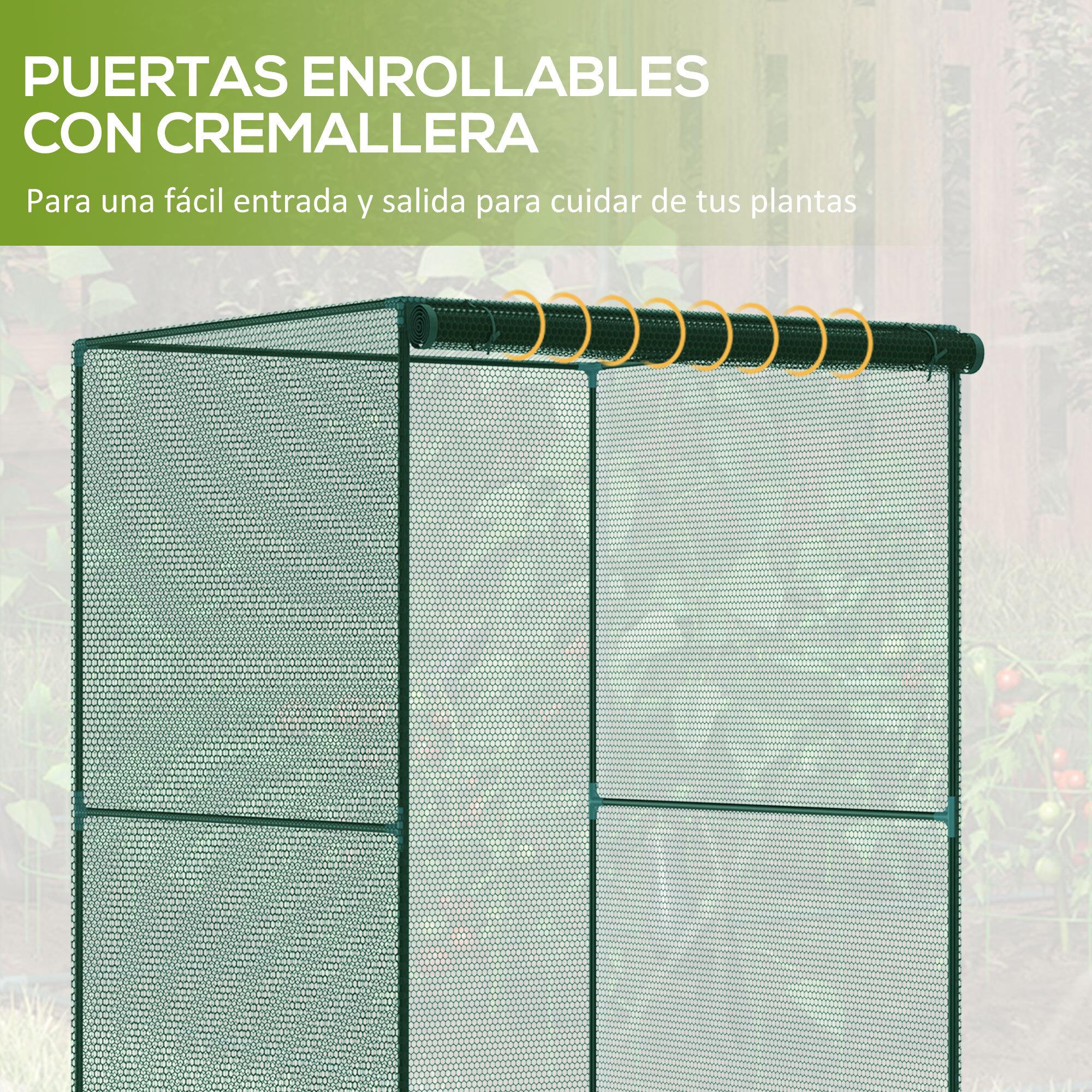 Jaula de Cultivo Jaula para Plantas Jaula para Insectos con Puerta Enrollable y Marco de Acero para Jardín Terraza Patio 120x120x180 cm Verde