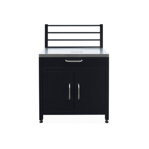 Cuisine extérieure avec 4 modules en acier. meuble avec évier. étagères. tiroirs. rangements