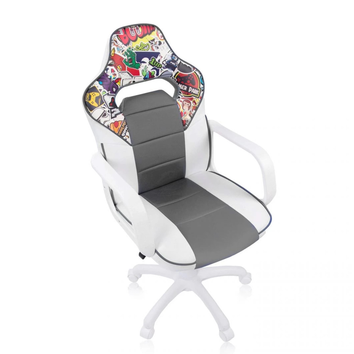 Silla gaming DRW Sticker - Blanco - Gris DRW