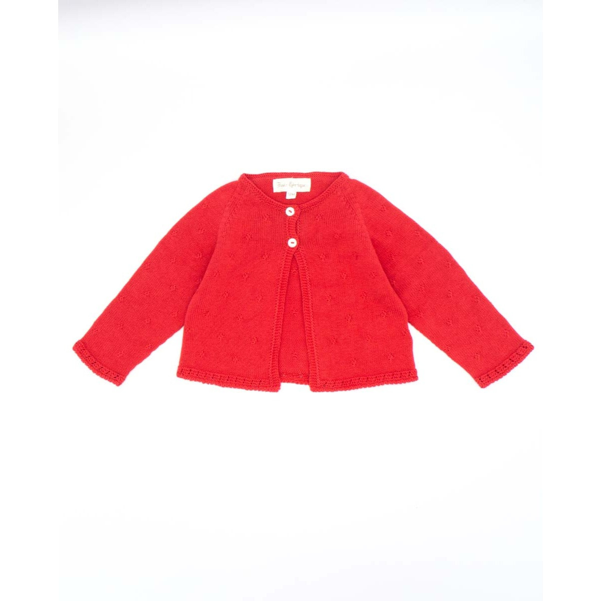 CHAQUETA PUNTO ALGODÓN ORGÁNICO ROJO