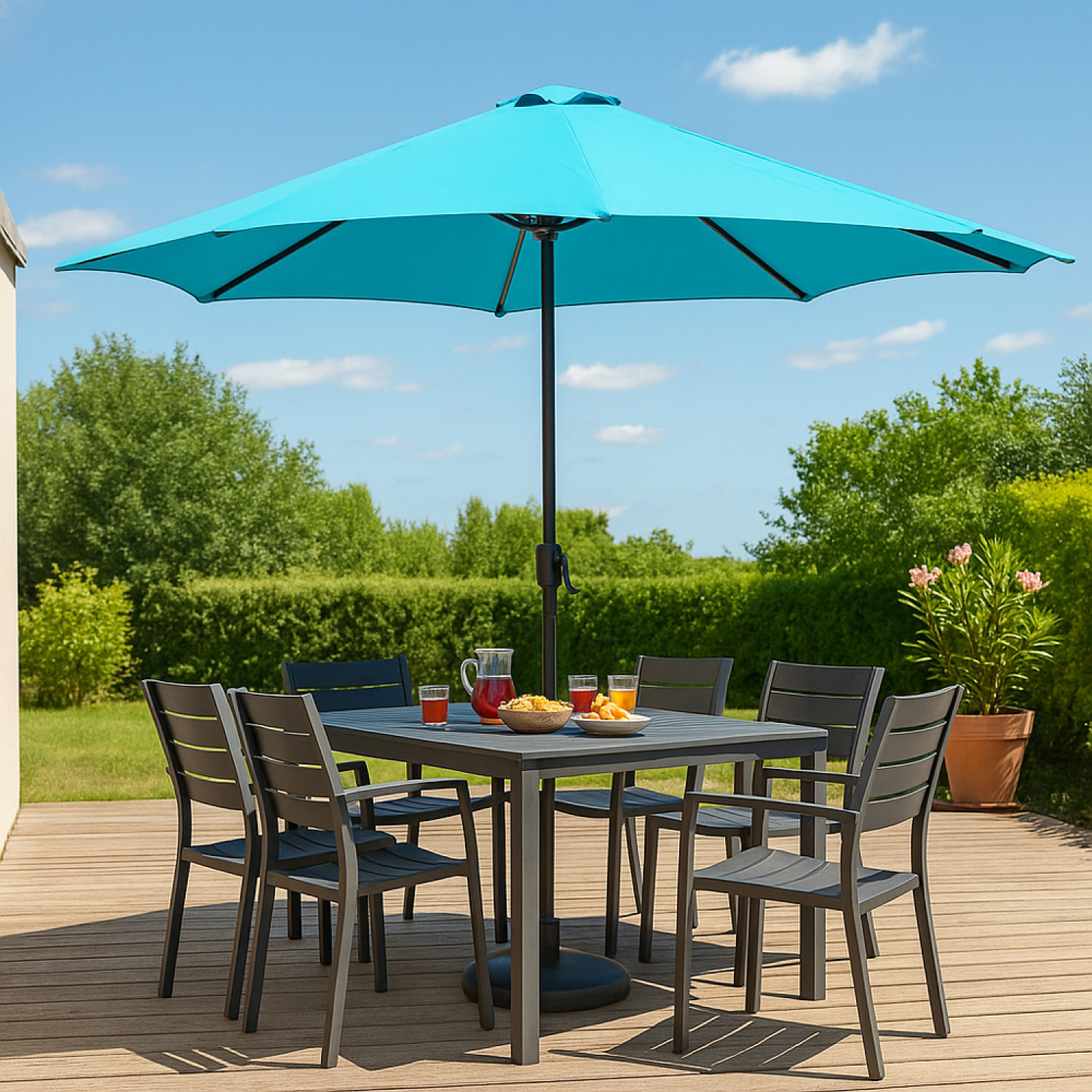 Parasol droit rond led Ø 3 m bleu ITALORA