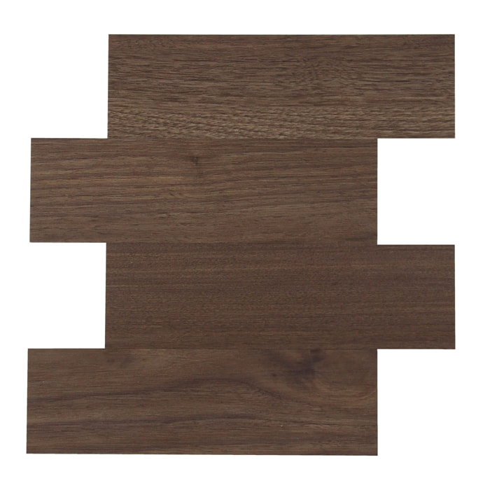 Crédence adhésive murale 3D  - Effet bois 4 pièces - Marron Brun