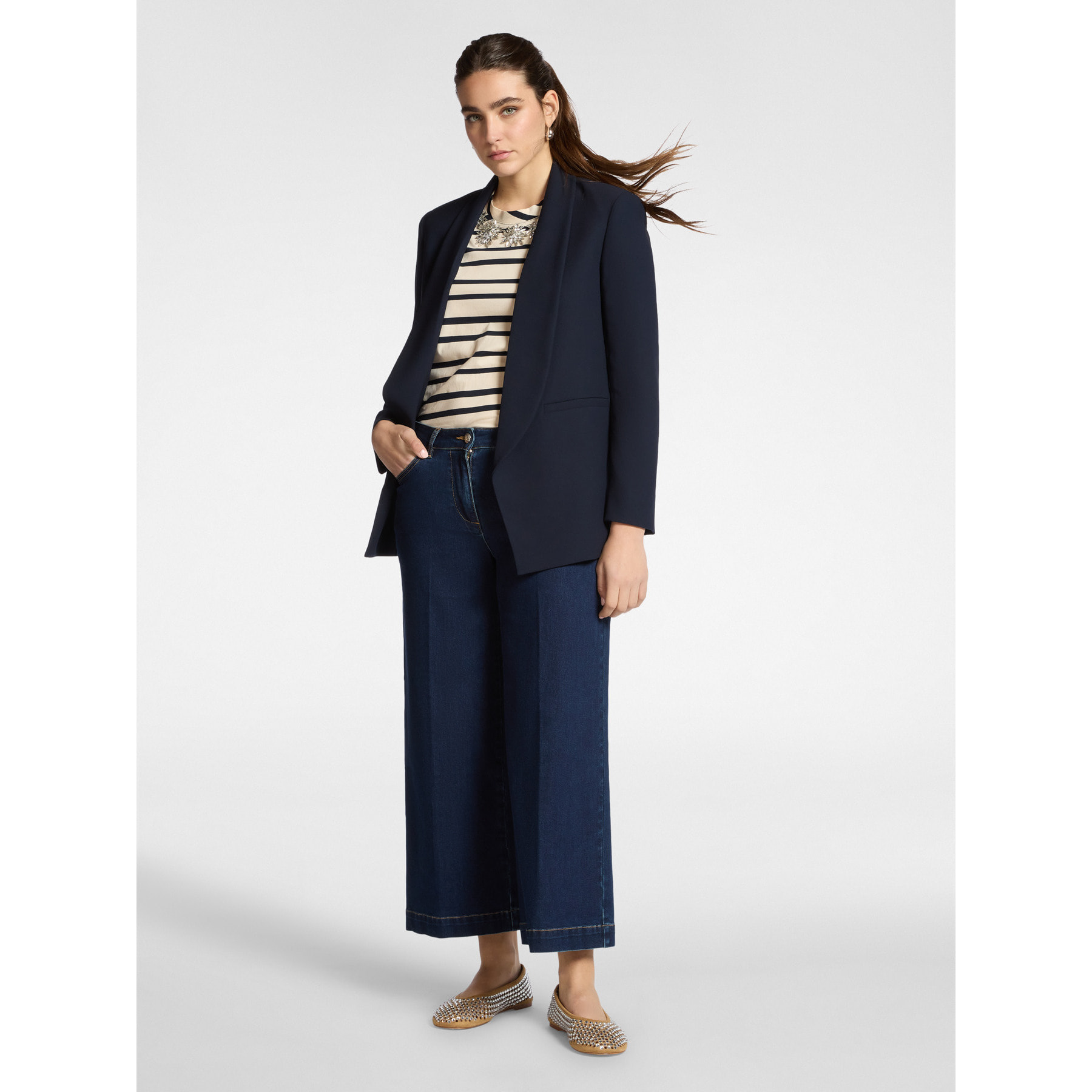 Elena Mirò - Chaqueta estructurada en crepé - Azul