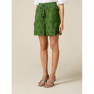 Oltre - Bermudas de bordado inglés - Verde