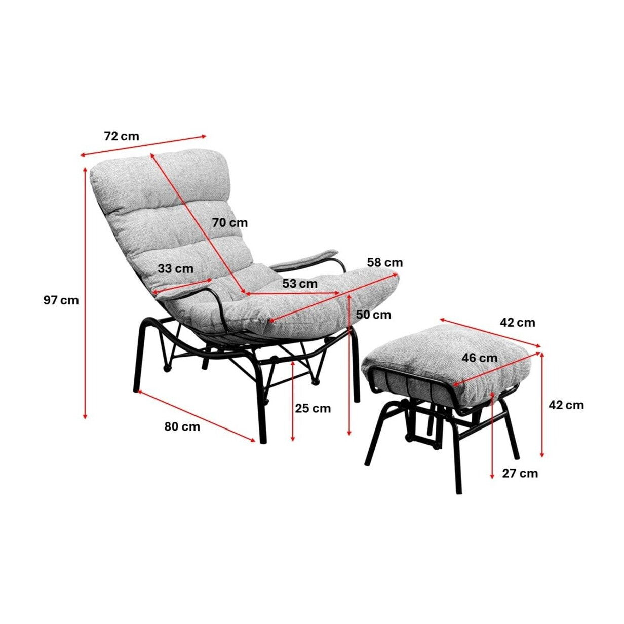 Fauteuil et repose-pieds Vienna Swing gris Kare Design
