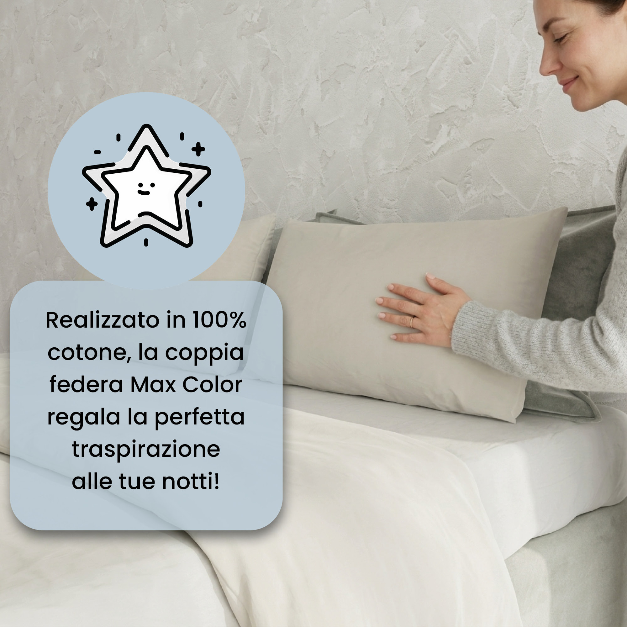 COPPIA FEDERE MAX COLOR, 100% Cotone, Made in Italy - PANNA