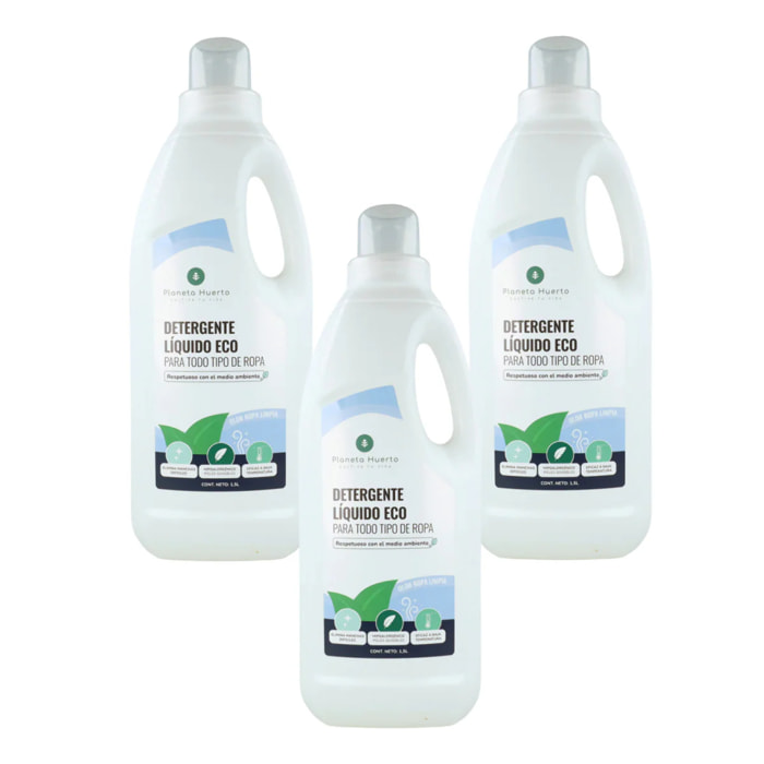 Pack 3xDetergente Líquido Ropa ECO Aroma natural a ropa limpia Planeta Huerto   1,5 Litros