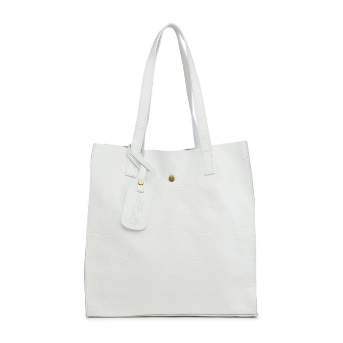 Borse Donna colore Bianco-in pelle Made in Italy 33x38x15cm