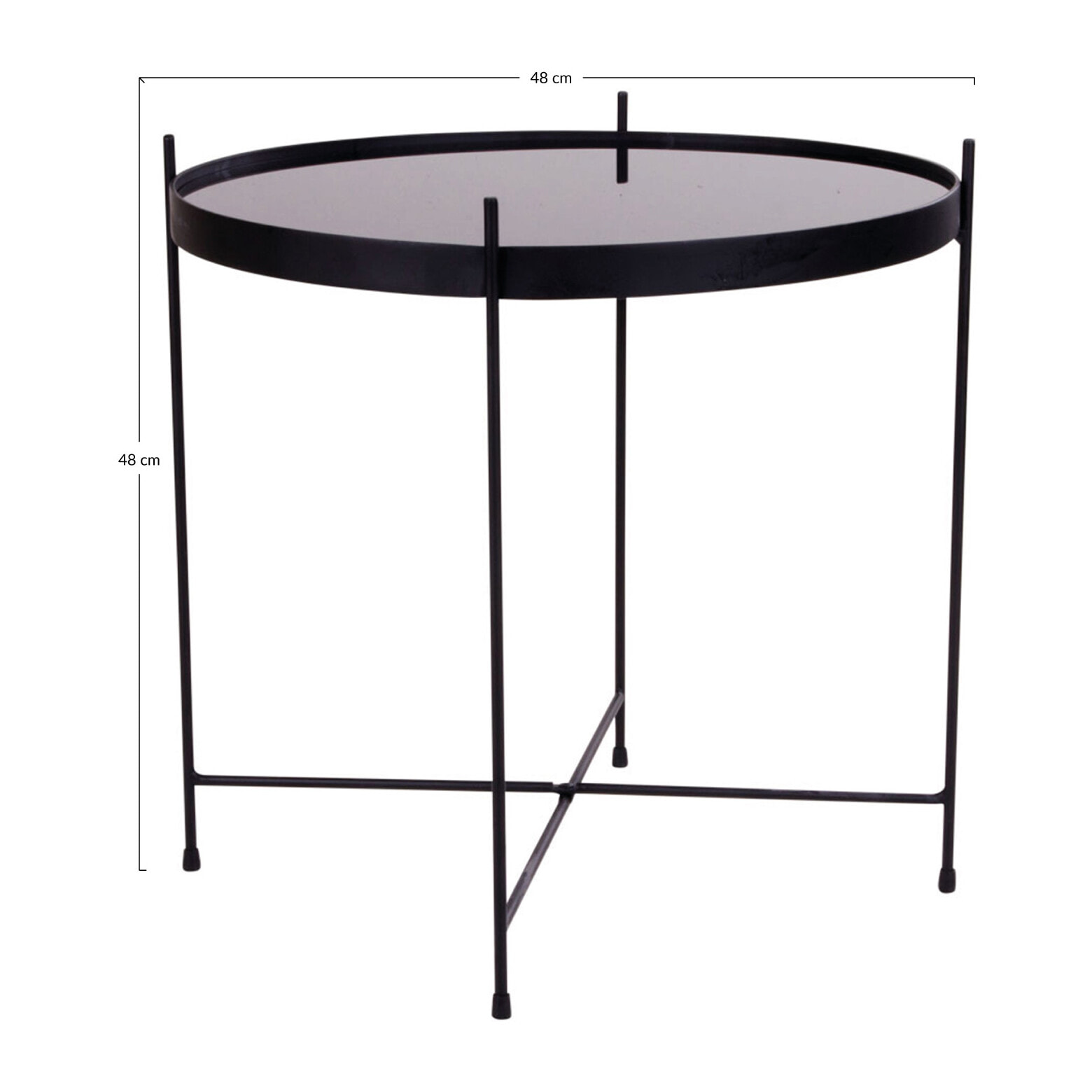 Glina - table basse - métal et verre - 48 cm - Noir