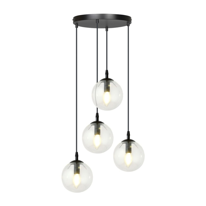 Lampada a sospensione Cosmo in acciaio nero e vetro