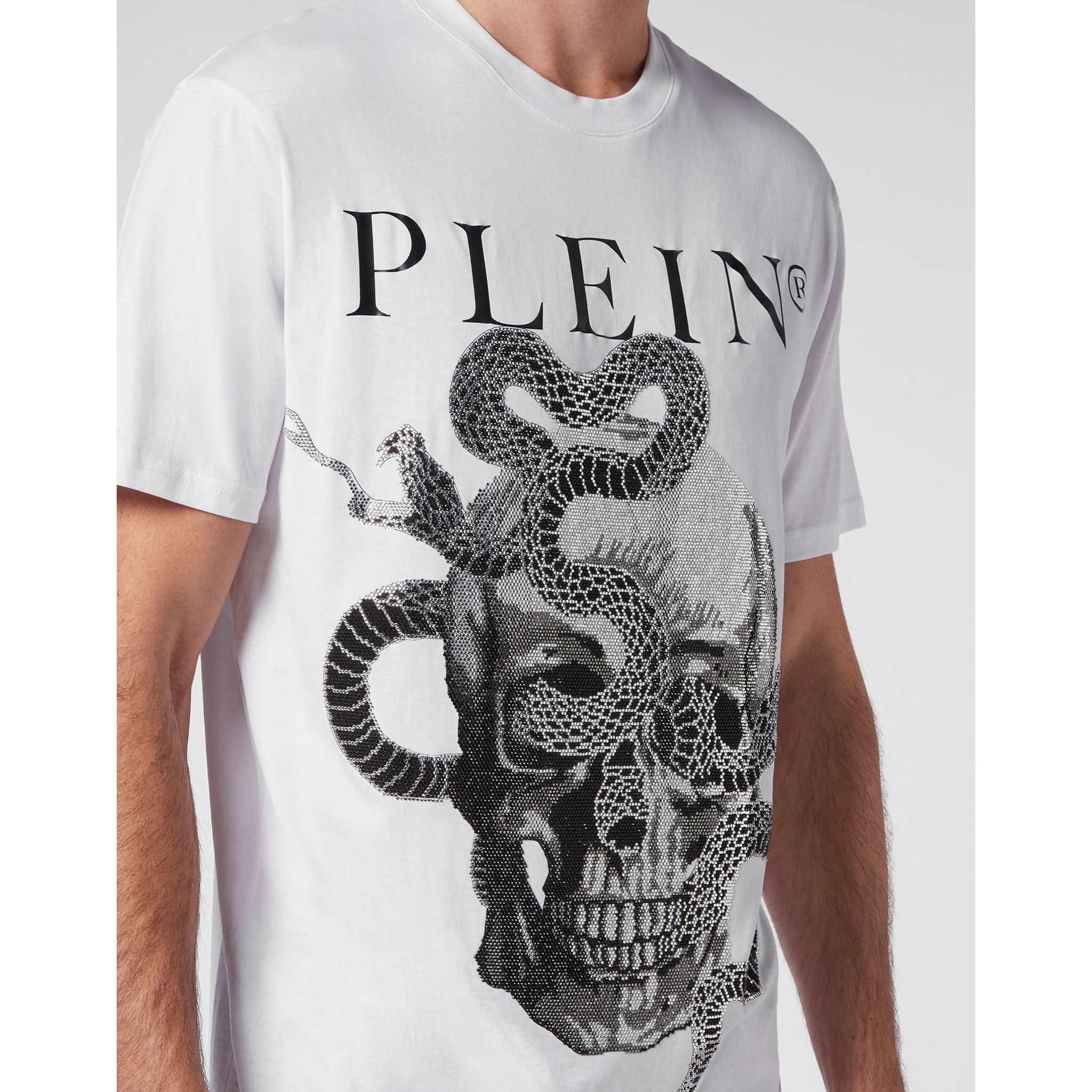PHILIPP PLEIN Camiseta de cuello redondo y manga corta SNAKE