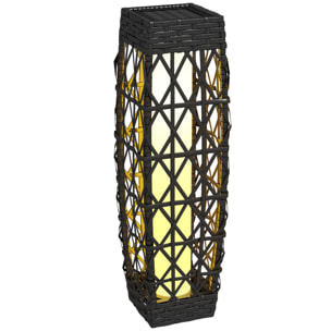 Linterna de Jardín de Ratán Sintético Farola Solar con Luces LED Encendido y Apagado Automático para Terraza Balcón Patio 20x20x68 cm Gris
