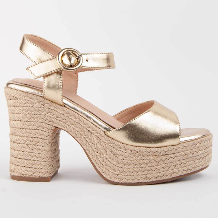 Sandalia De Tacón - Dorado - Altura: 12 Cm