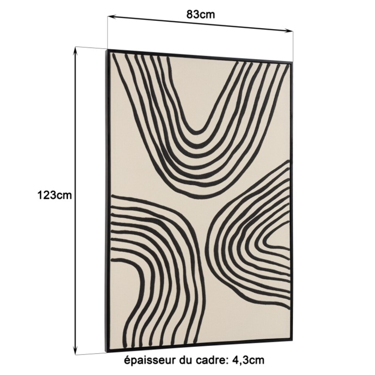 HOMER - Décoration murale B - 83x123cm lignes abstraites, cadre noir