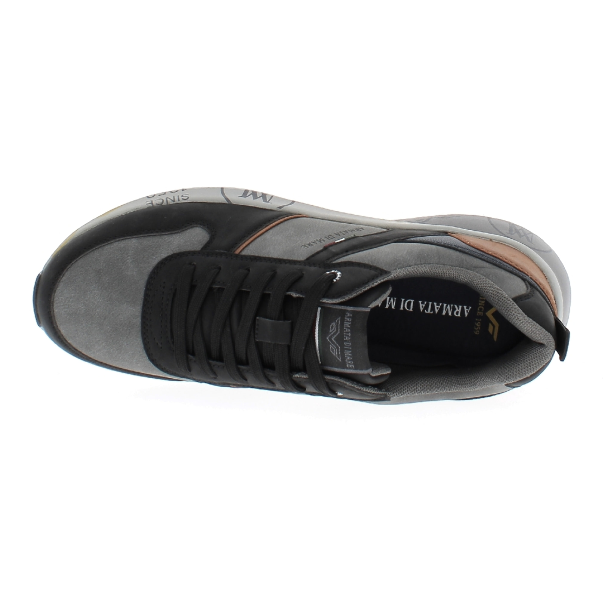 Armata di Mare Scarpe Uomo Sneakers Casual Stringate con Soletta Rimovibile in Memory Foam AMU W24N625 Grey Black