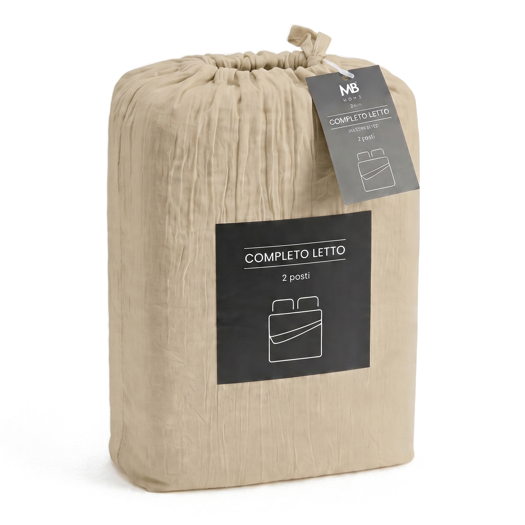 COMPLETO LETTO WATER WASHED, 100% Microfibra, No Stiro - SABBIA