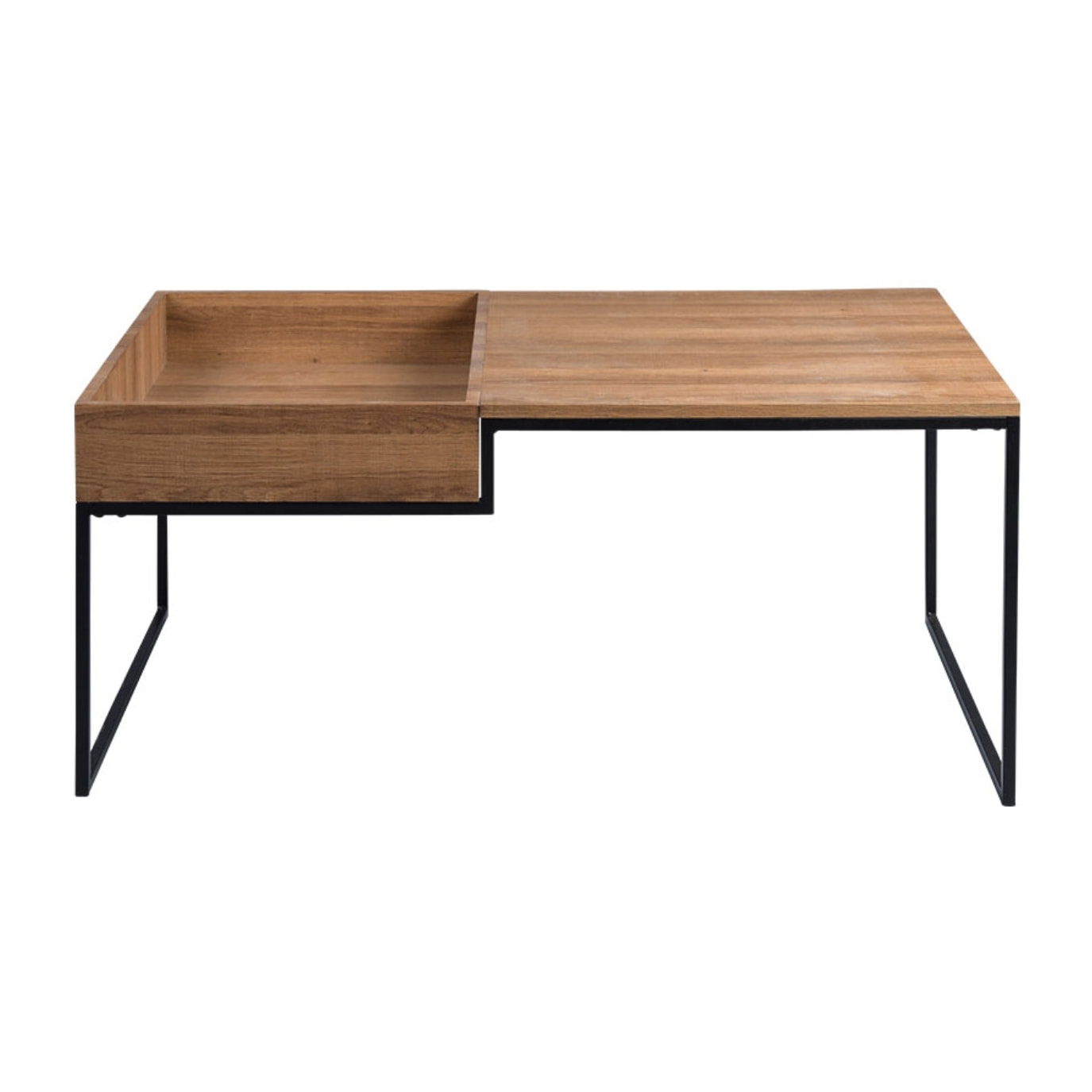 Tim - table basse - effet bois et métal noir - 105 cm - style industriel - Bois