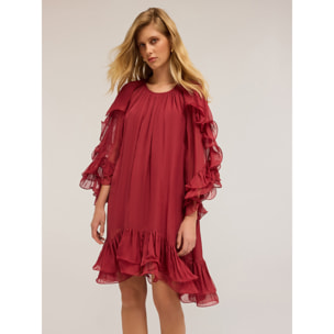 Motivi - Vestito corto con rouches - Bordeaux