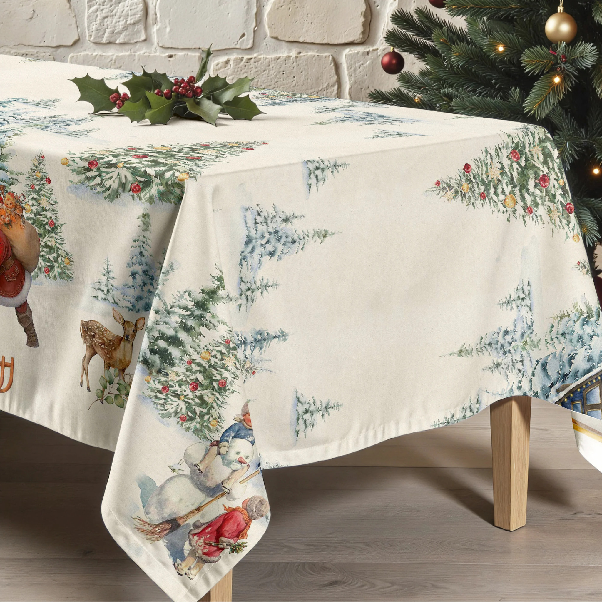 Nappe Anti-tâches Toucher du Tissu Christmas Landscape