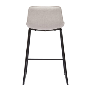 Tabourets de bar en tissu effet velours texturé beige et métal H65 cm (lot de 2) BOOST