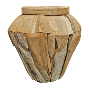 Vase décoratif bois de teck massif H. 39 cm artisanale - VIENNE