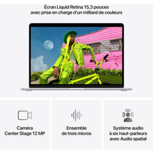 Ordinateur Apple MACBOOK Air 15" Puce M5 CPU 10 / GPU 10 coeurs Mémoire RAM 16Go Stockage 1To SSD Argent