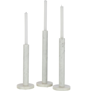 J-Line bougeoir Marbre - pierre - blanc - set de 3
