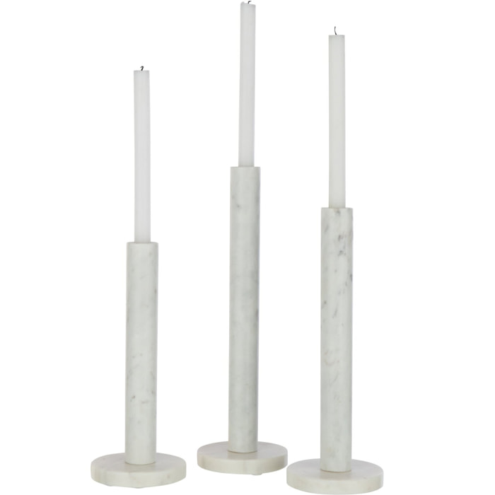 J-Line bougeoir Marbre - pierre - blanc - set de 3