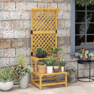 Soporte para Plantas de Madera Estantería para Plantas de 2 Niveles Soporte para Macetas Exterior con Enrejado para Jardín Patio Terraza 60x50x166 cm Natural