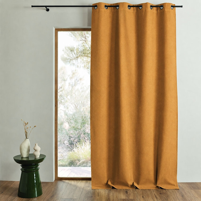 Rideau 100% occultant thermique phonique chiné - Jaune Ocre