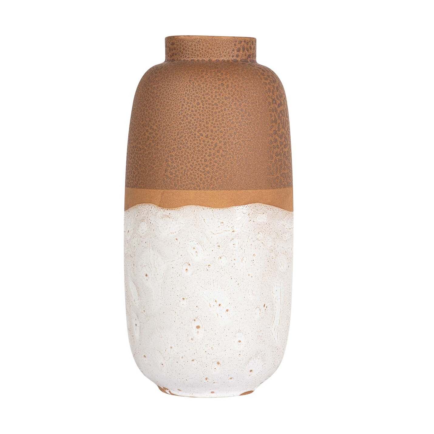 Florero Ceramica Marron Blanco 24x24x50 Cm