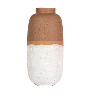 Florero Ceramica Marron Blanco 24x24x50 Cm