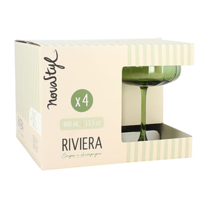 Lot de 4 coupes en verre 36,5cl vertes RIVIERA