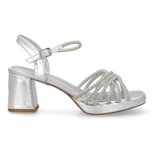 Sandalia tacón elegante fiesta con brillo