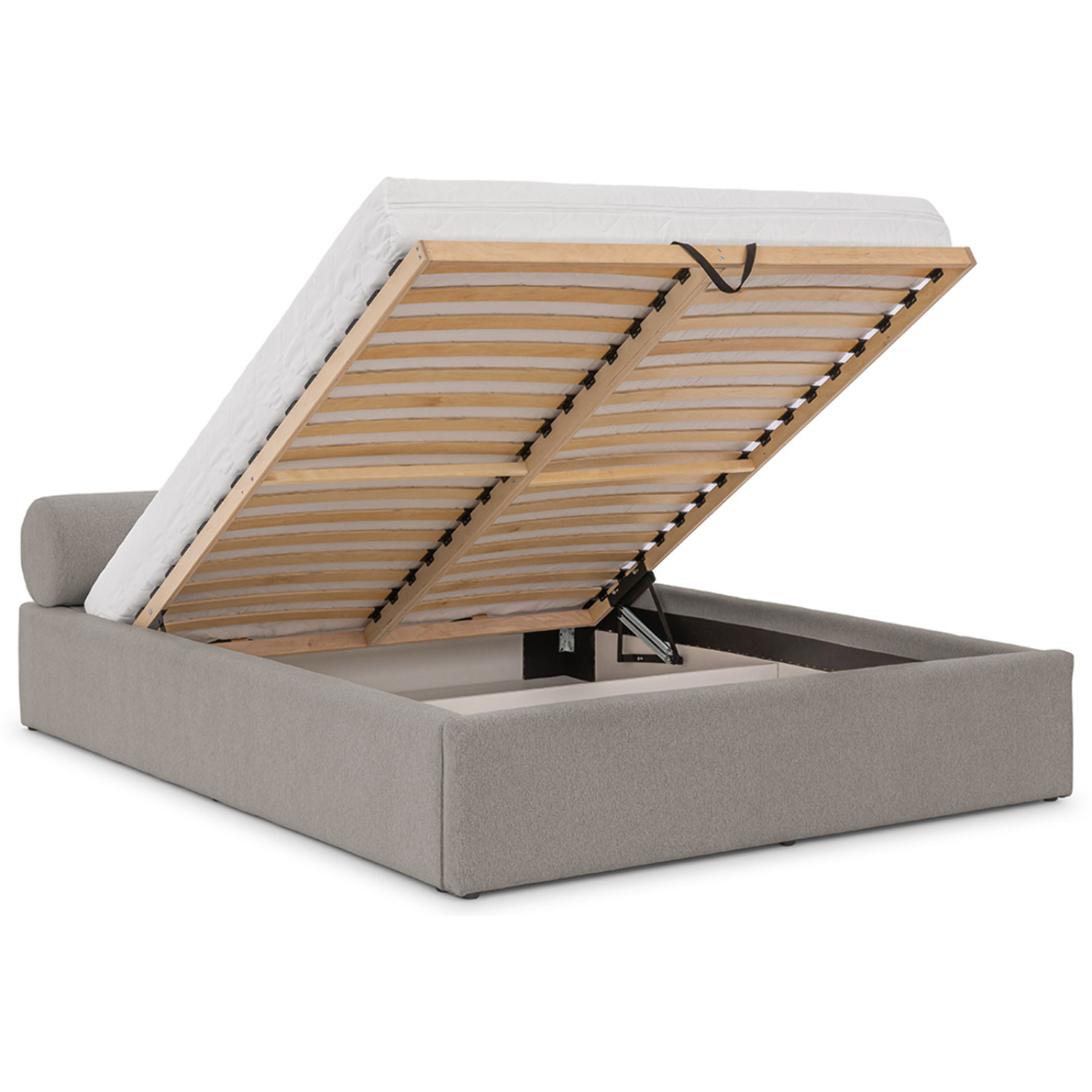 Billy - lit coffre - 180x200 cm - en tissu texturé - sommier inclus - Gris