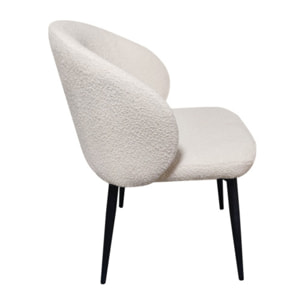 Chaise en tissu bouclette avec pieds en métal noir - SIROCCO