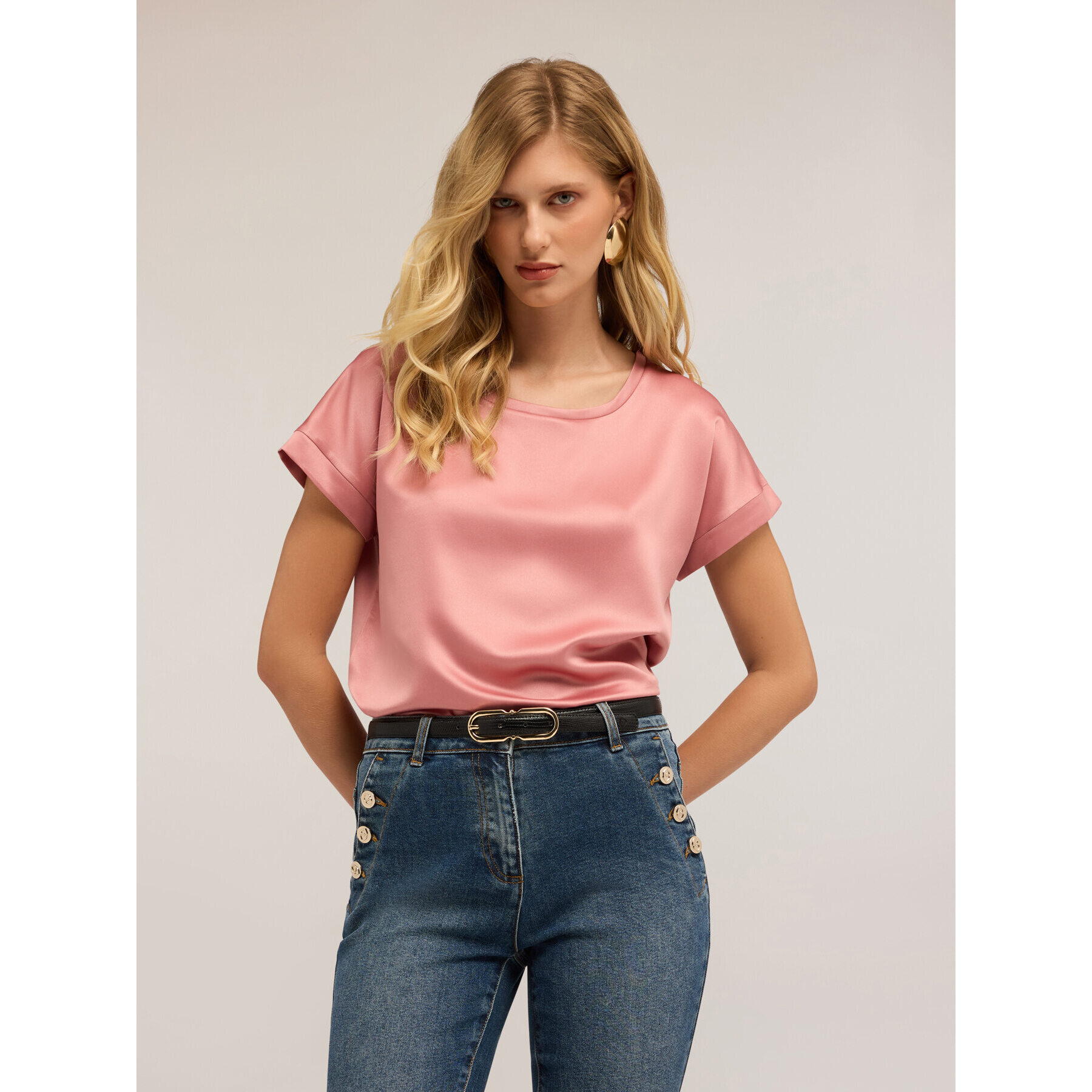 Motivi - T-shirt bimaterica - Rosa