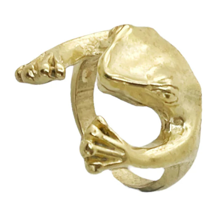 Anillo "abrazo de rana" en dorado. Talla 15